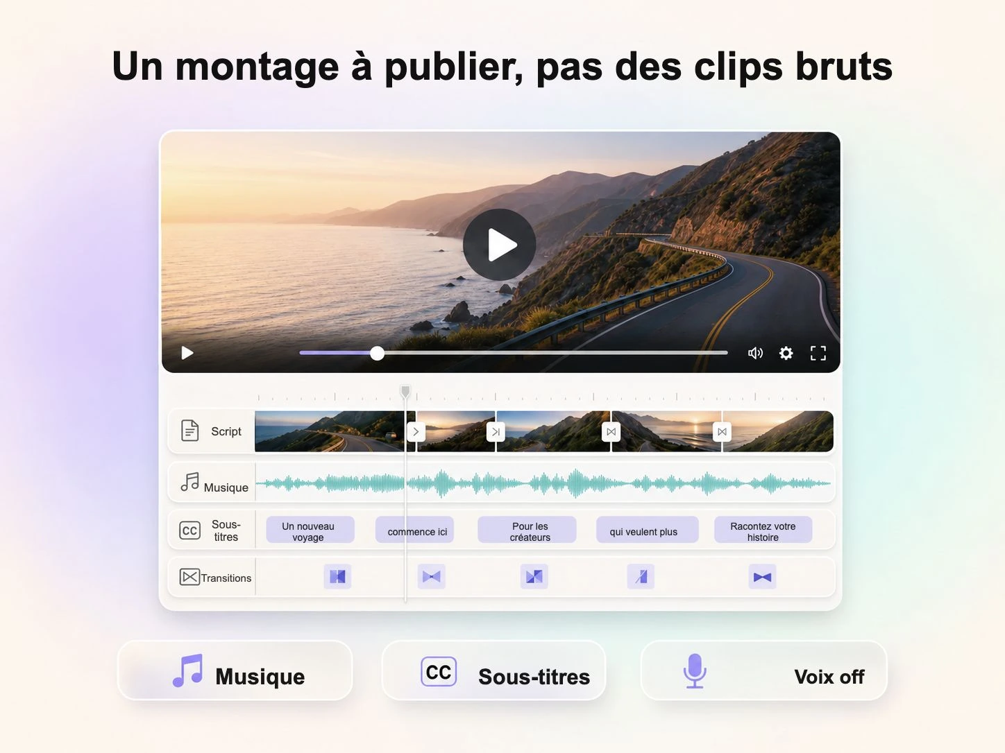 Montage synchronisé au rythme sur une musique originale dans une bande-annonce de lancement