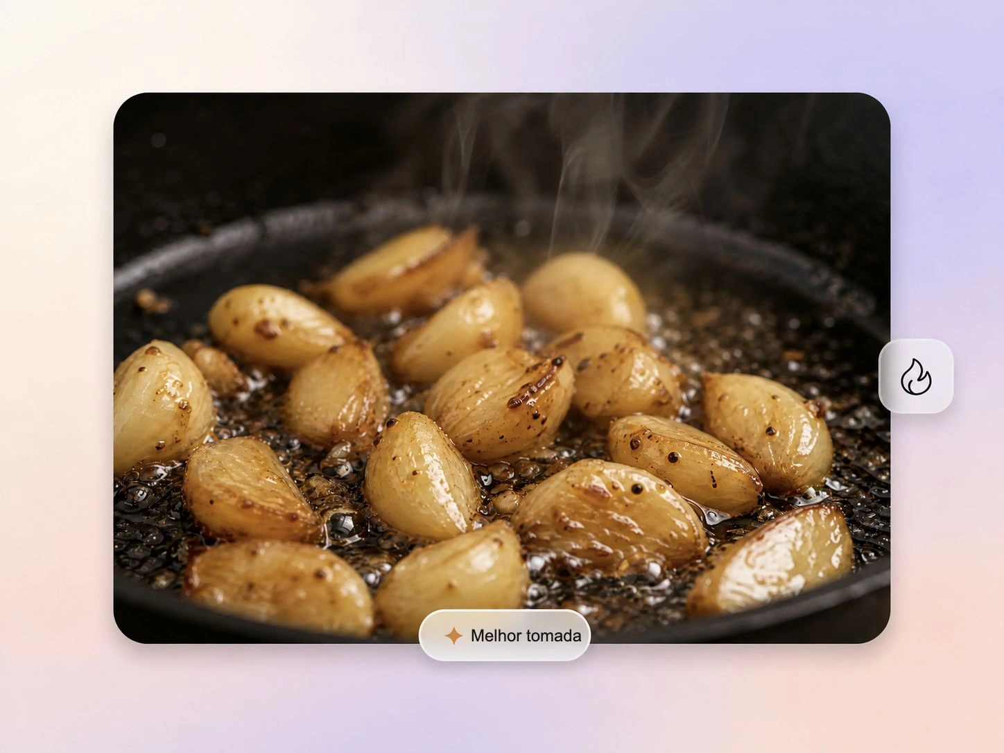 Planos de close-up apetitosos gerados para um vídeo de receita com IA