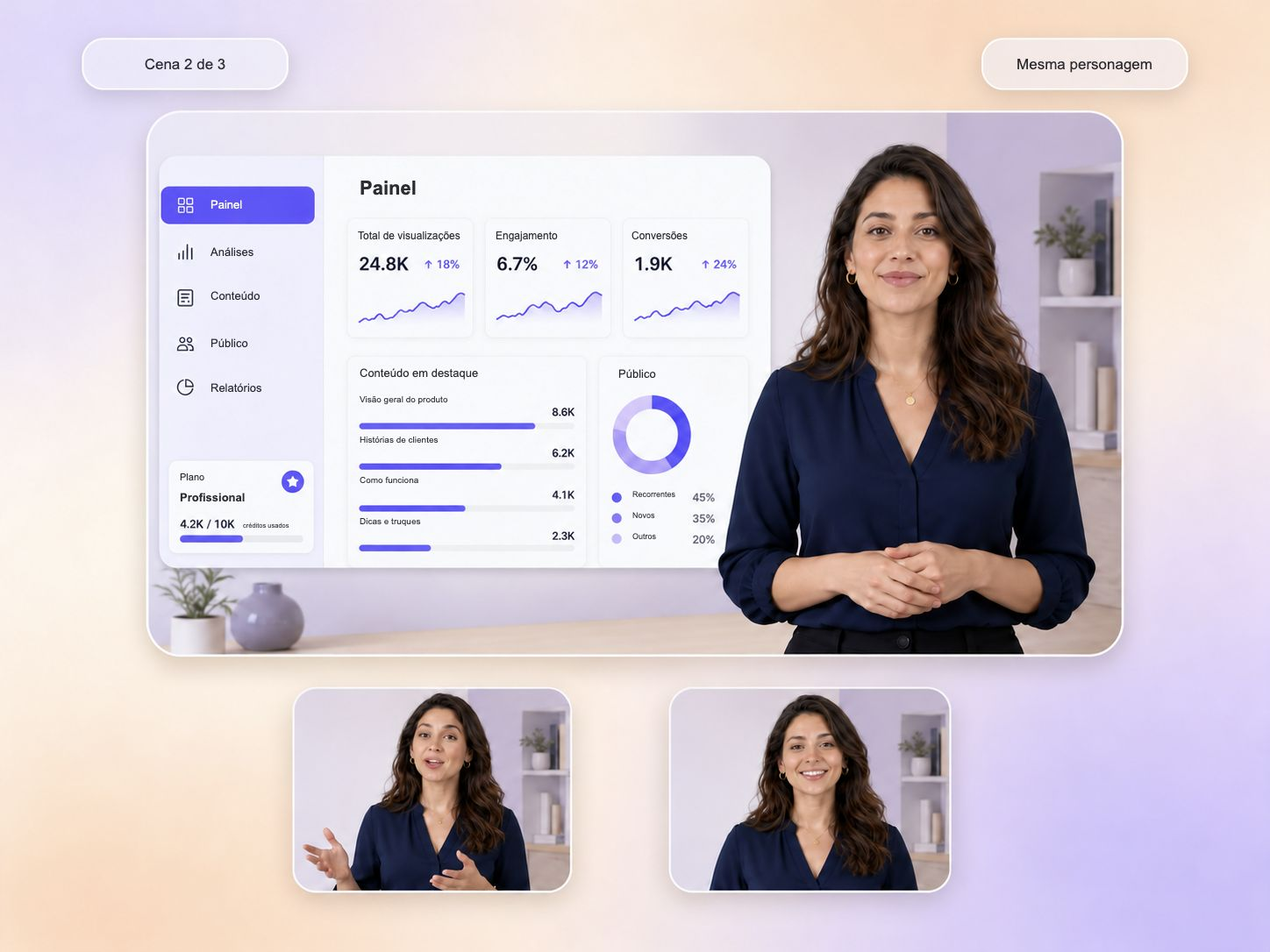 Continuidade entre cenas para vídeos explicativos de SaaS com o Pexo