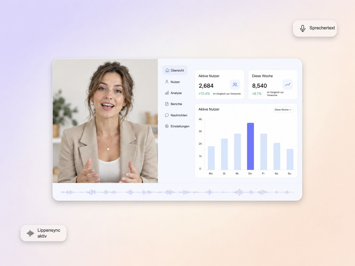 Sprach- und Lippensynchronisationsproduktion für SaaS-Unternehmen mit Pexo