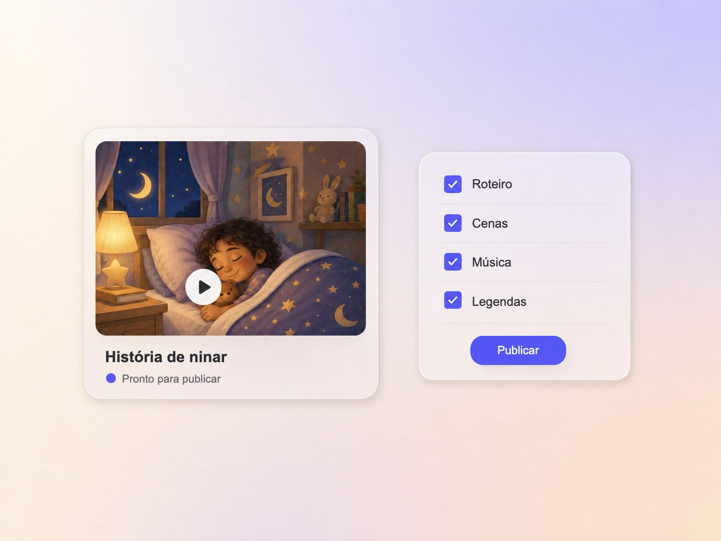 Pexo montando roteiro, música e legendas em um vídeo de história para dormir
