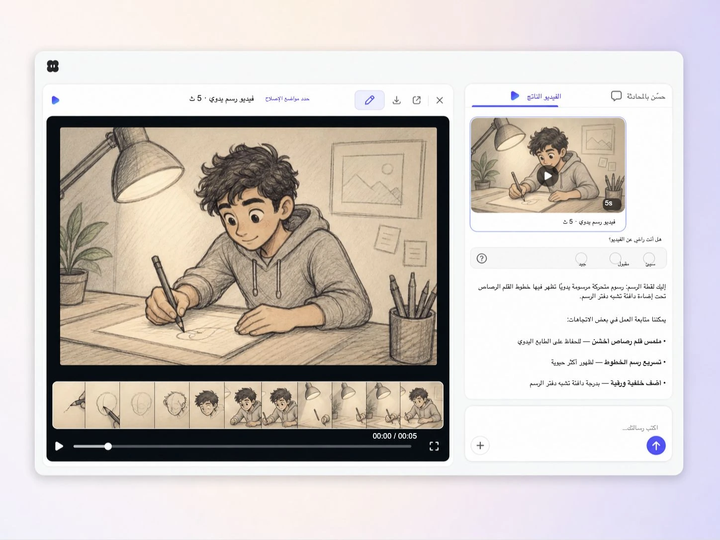 إنشاء فيديو تخطيطي من نص وصورة في محرر Pexo