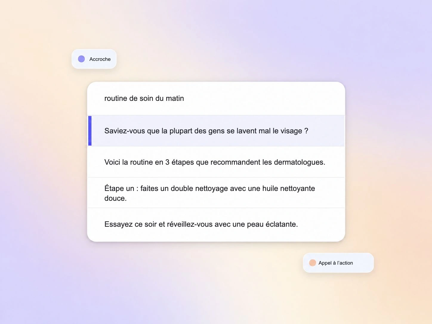 Générateur de vidéos TikTok rédigeant un script qui commence par une accroche