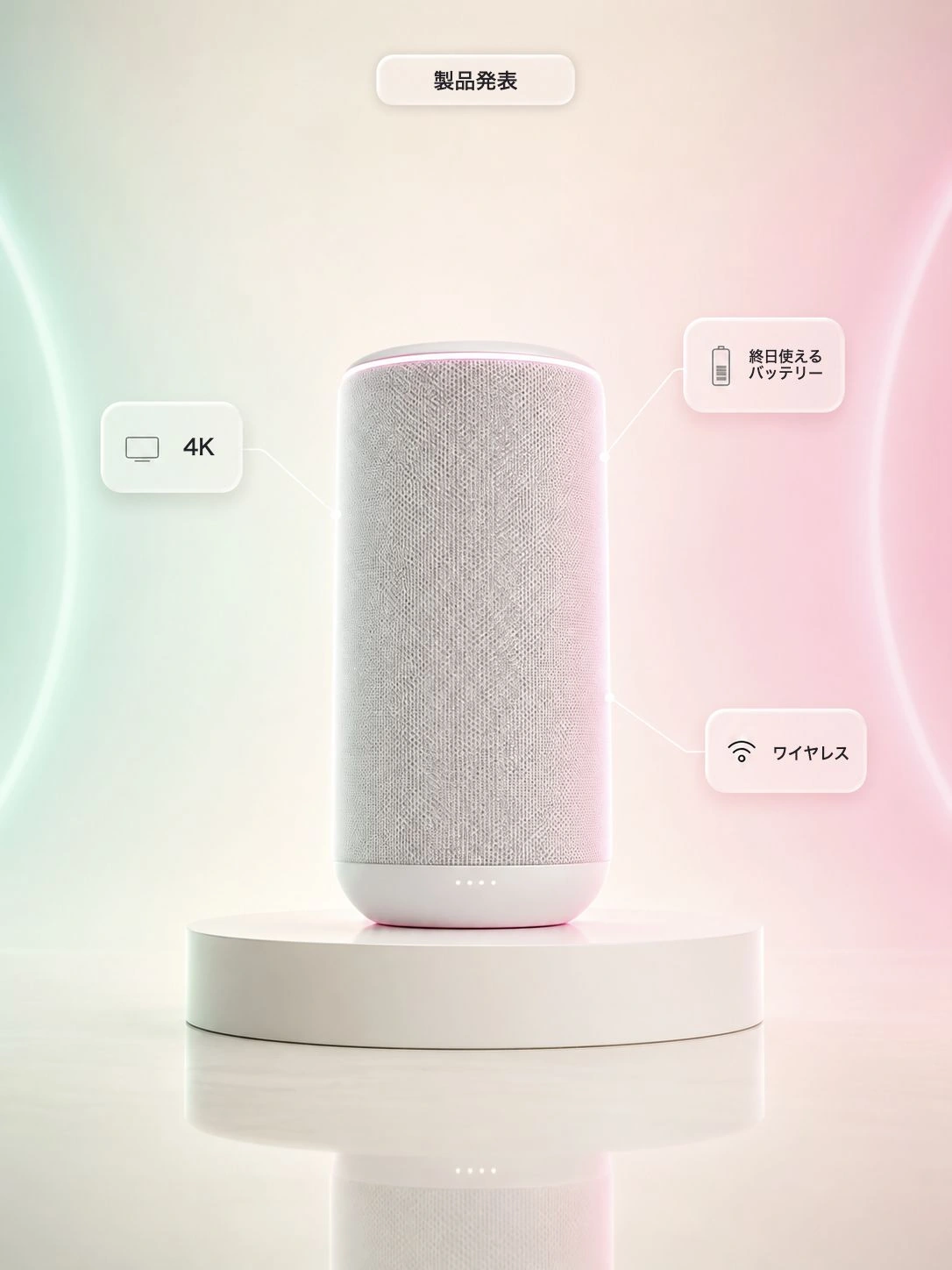 製品発表のイメージ：ワイヤレススピーカー