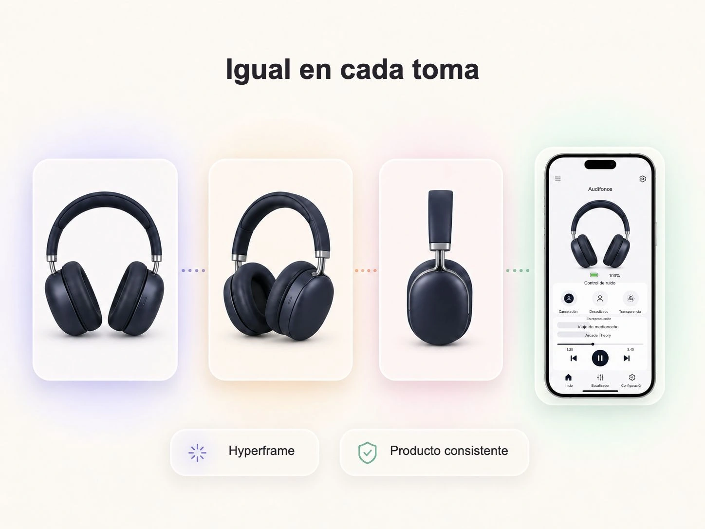 Un producto visualmente consistente en cada toma de un video de lanzamiento