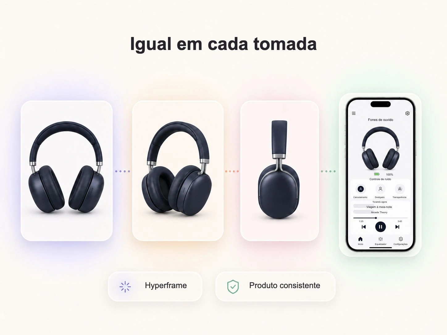 Um produto com aparência visual consistente em todas as tomadas de um vídeo de lançamento