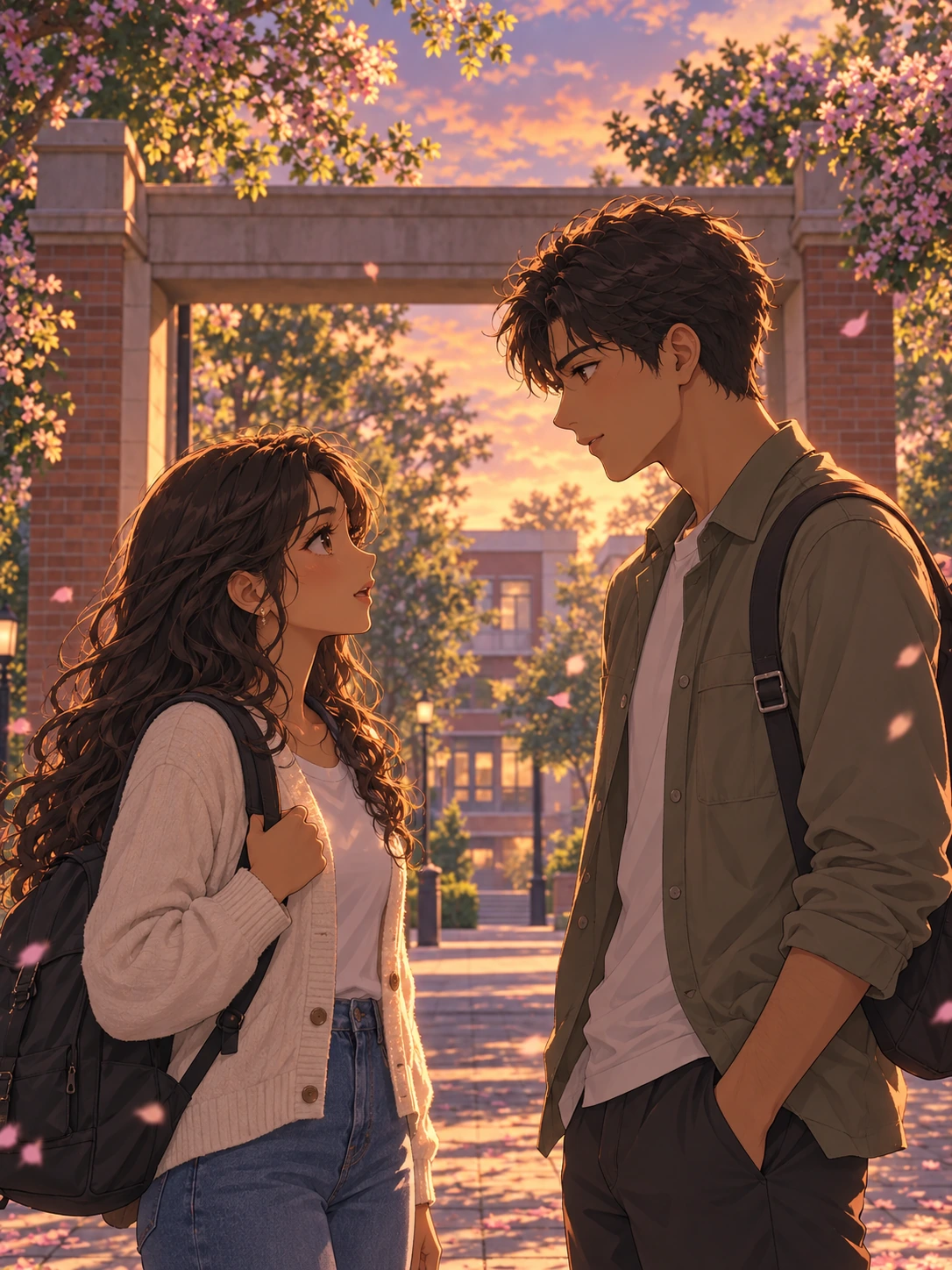 مشهد حوار فيديو رواية مرئية بأسلوب الأنمي، تم إنشاؤه باستخدام Pexo AI