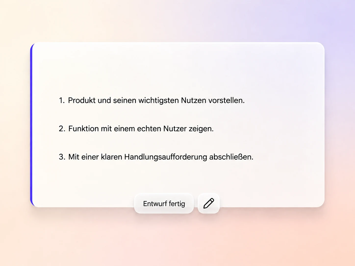 Von Pexo erstellter Skriptentwurf für ein Erklärvideo