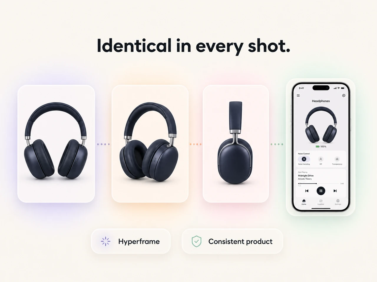 A product staying visually consistent across every shot of a product launch video