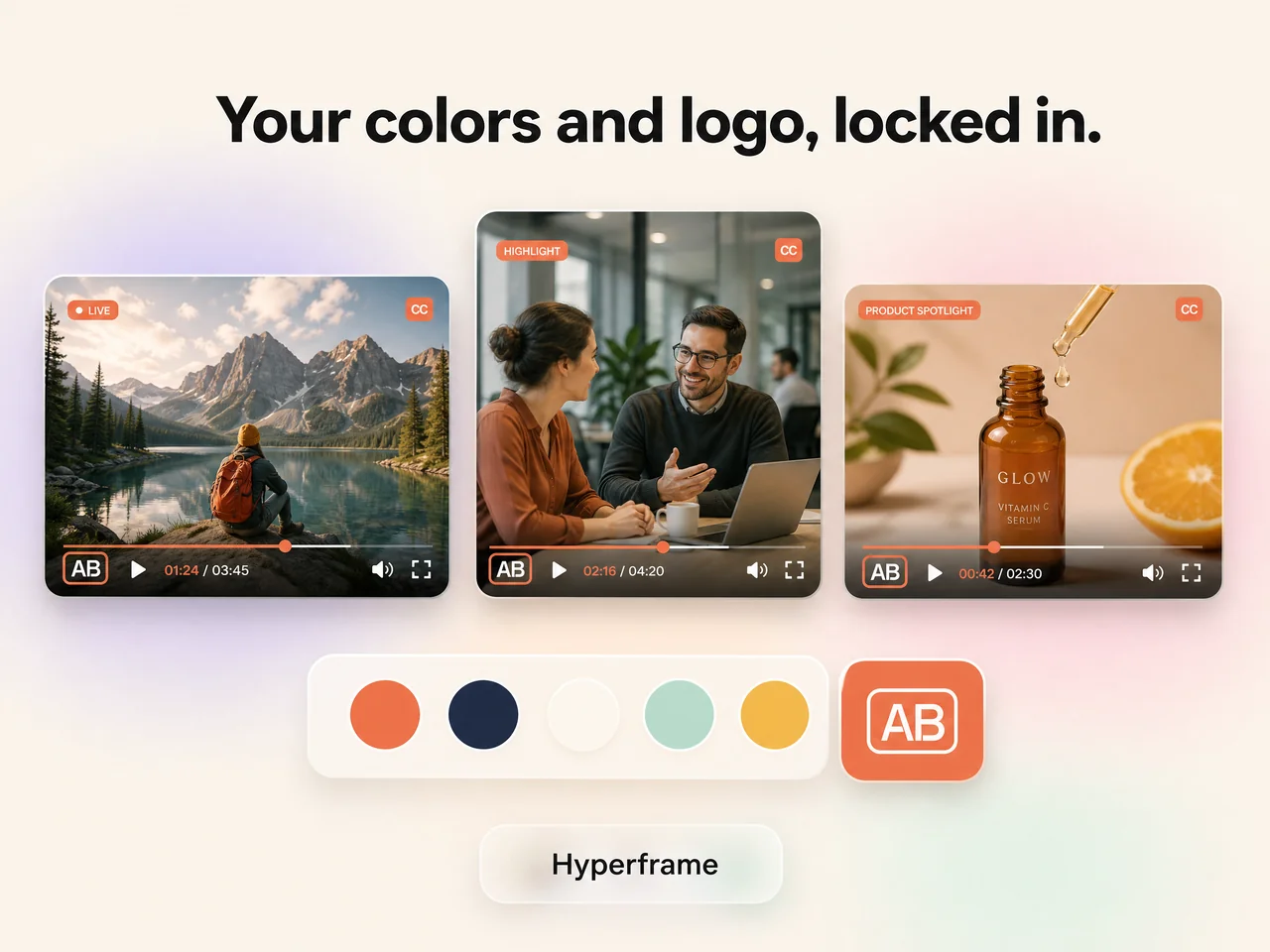 Brand colors and logo lockups kept consistent across a brand launch video