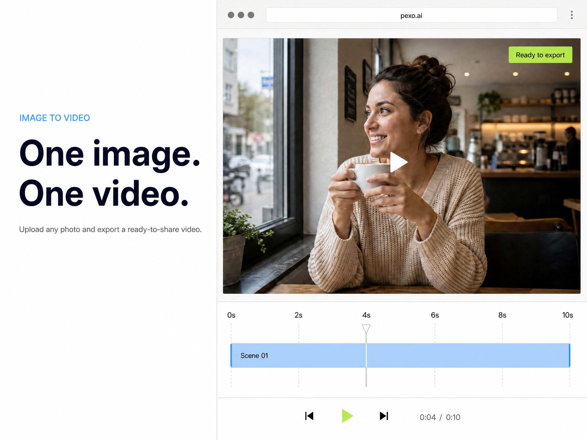 Pexo converts a still image into a motion video scene with one click