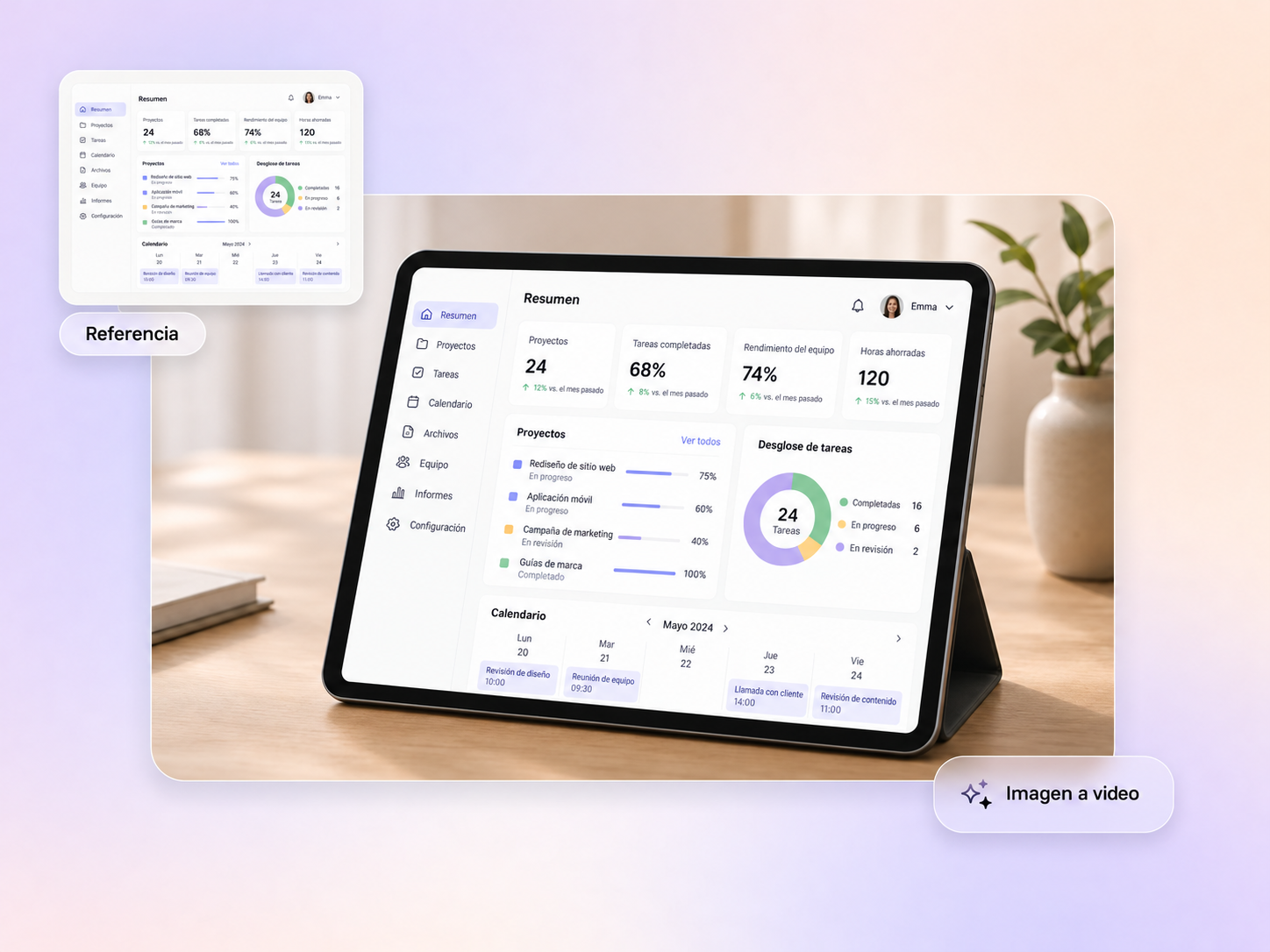Mockups animados creados por Pexo a partir de referencias