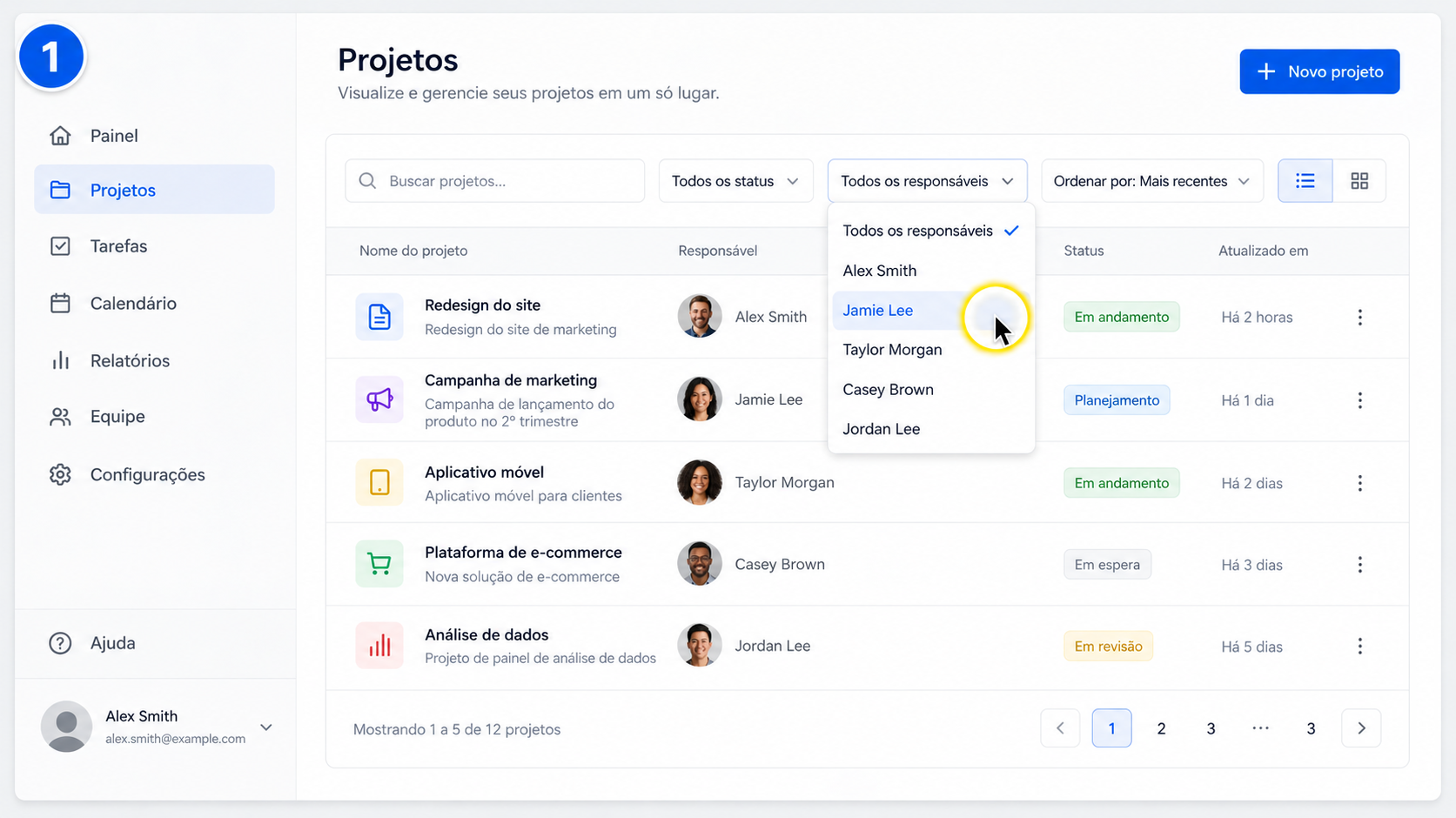 Seleção de menu suspenso em um vídeo de destaque do cursor do mouse gerado a partir de um caminho de clique escrito