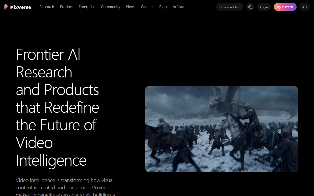 Pixverse homepage — mobile image-to-video with anime and effect templates