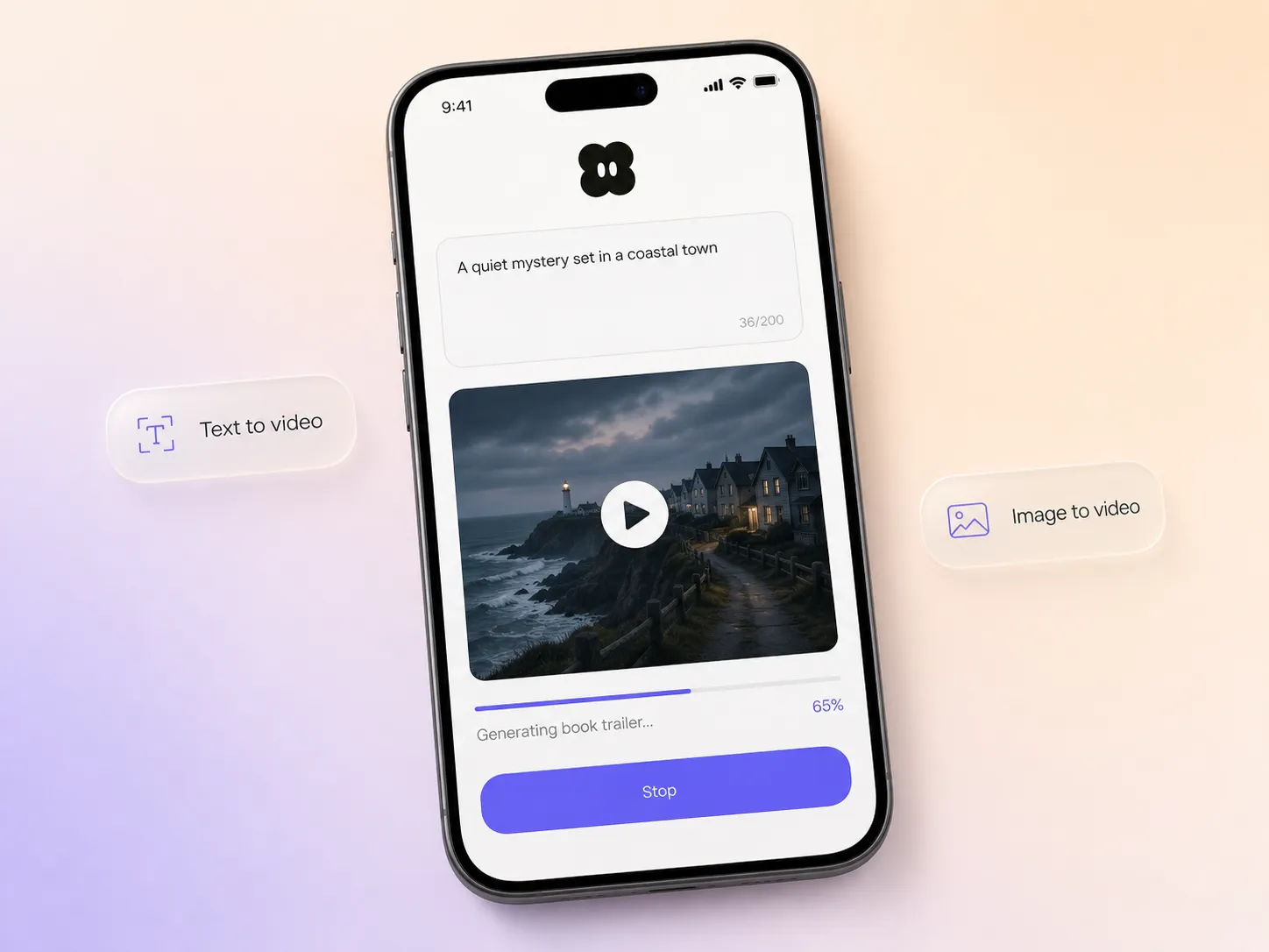 Creating a book launch video from a text prompt and a photo in the Pexo editor