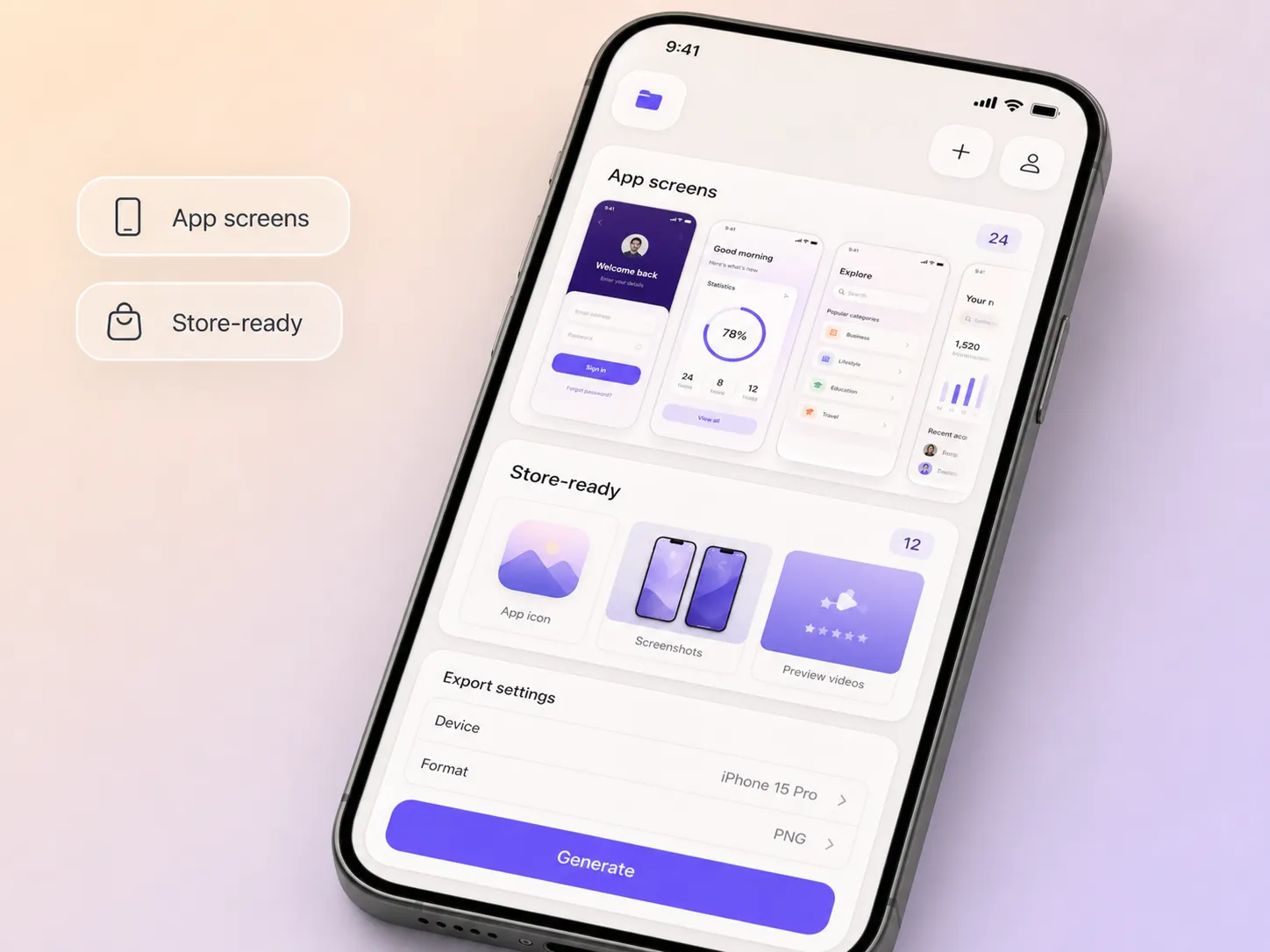 Pexo turning real app screens into an AI app launch video