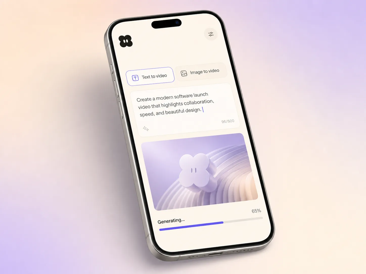 Creating a software launch video from a text prompt and a photo in the Pexo editor