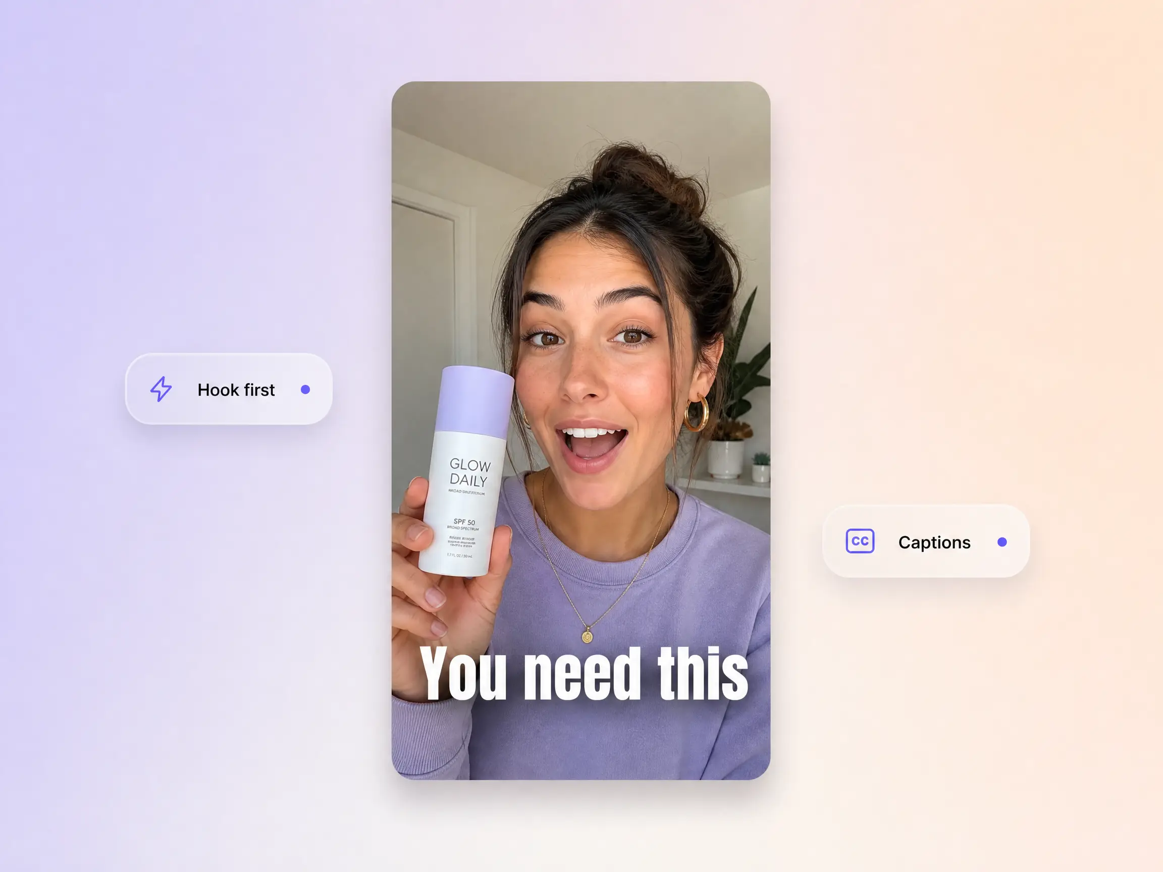 A vertical TikTok ad with a first-second hook and burned-in captions