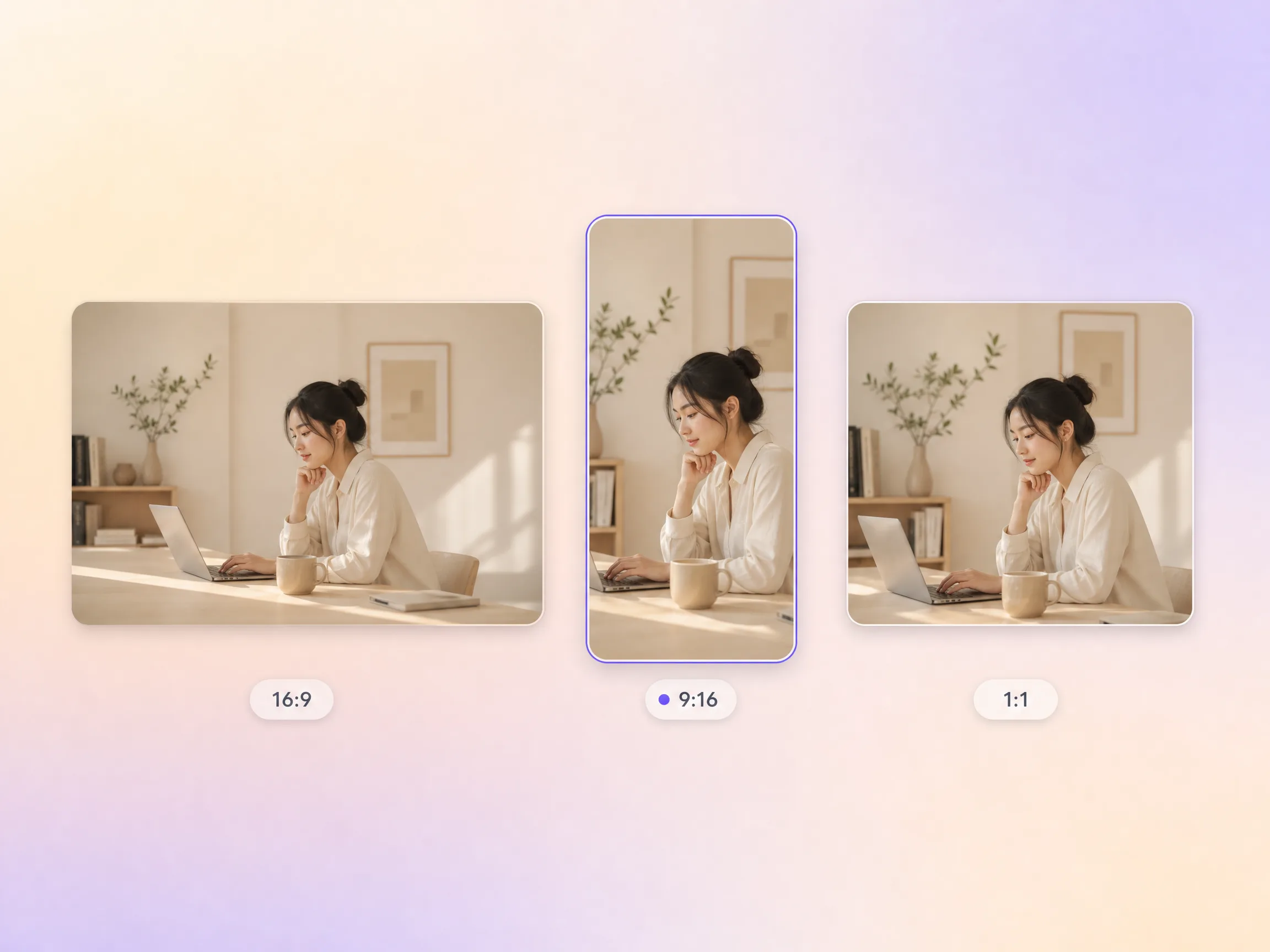 A TikTok ad exported in 16:9, 9:16, and 1:1 formats up to 4K
