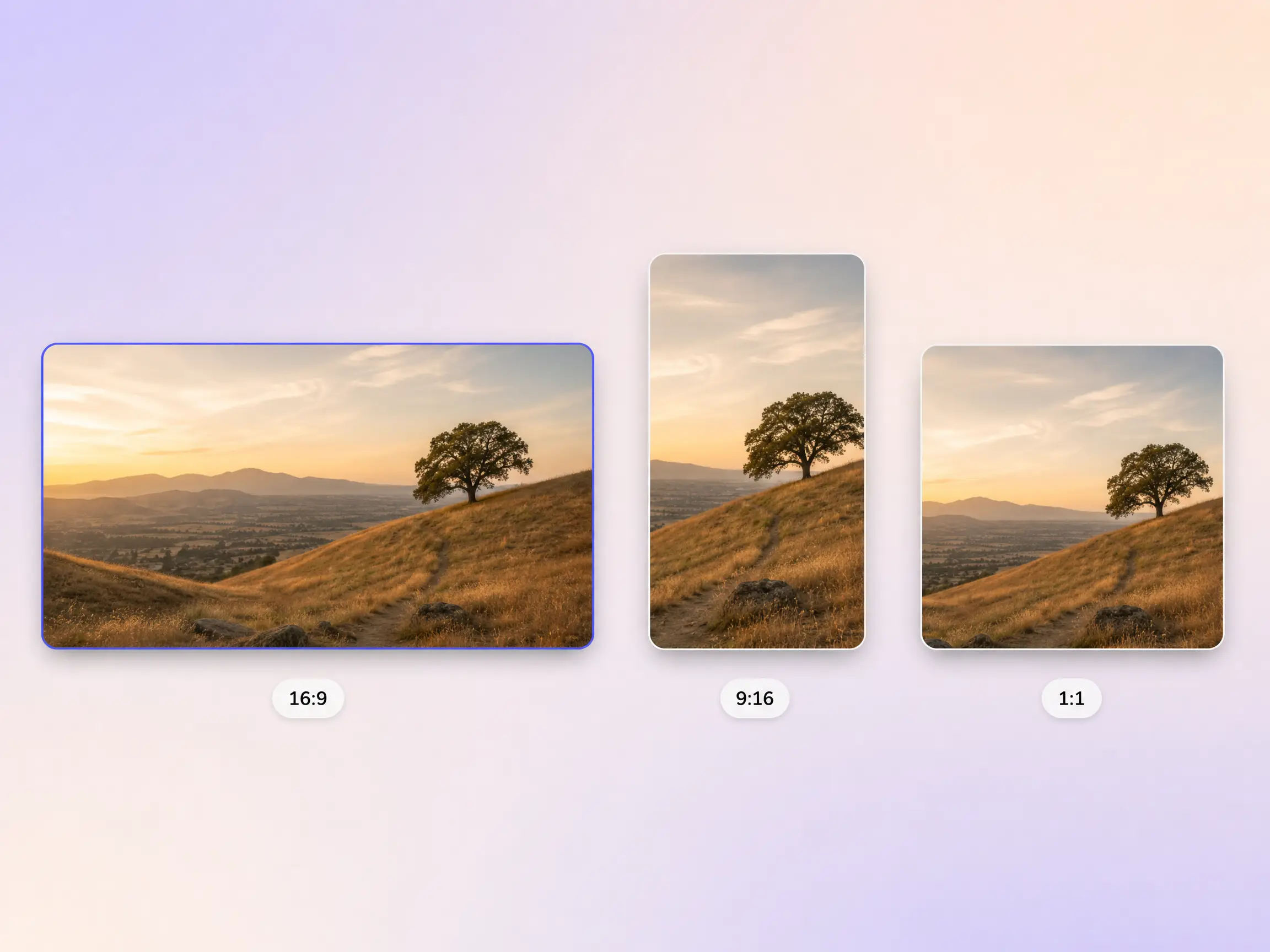 A movie trailer exported in 16:9, 9:16, and 1:1 formats up to 4K
