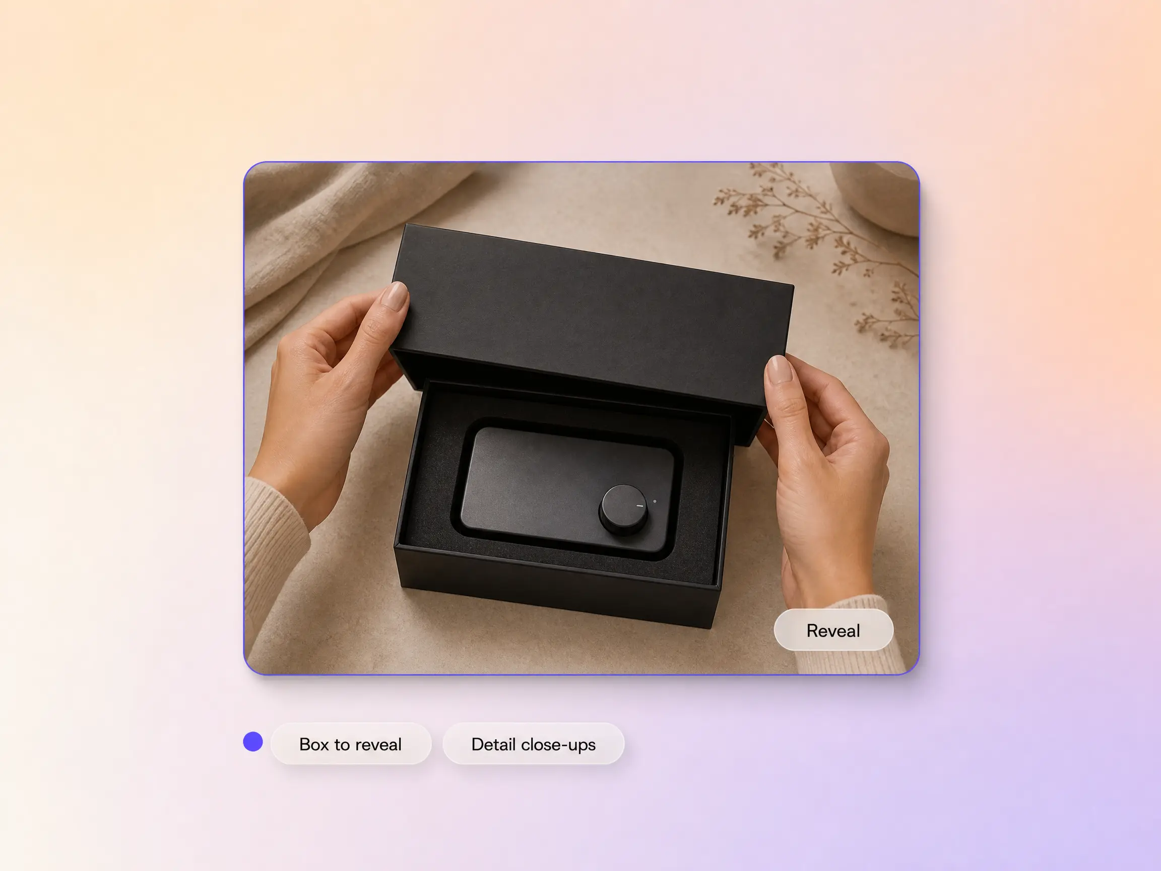 Pexo animating a satisfying product unboxing reveal