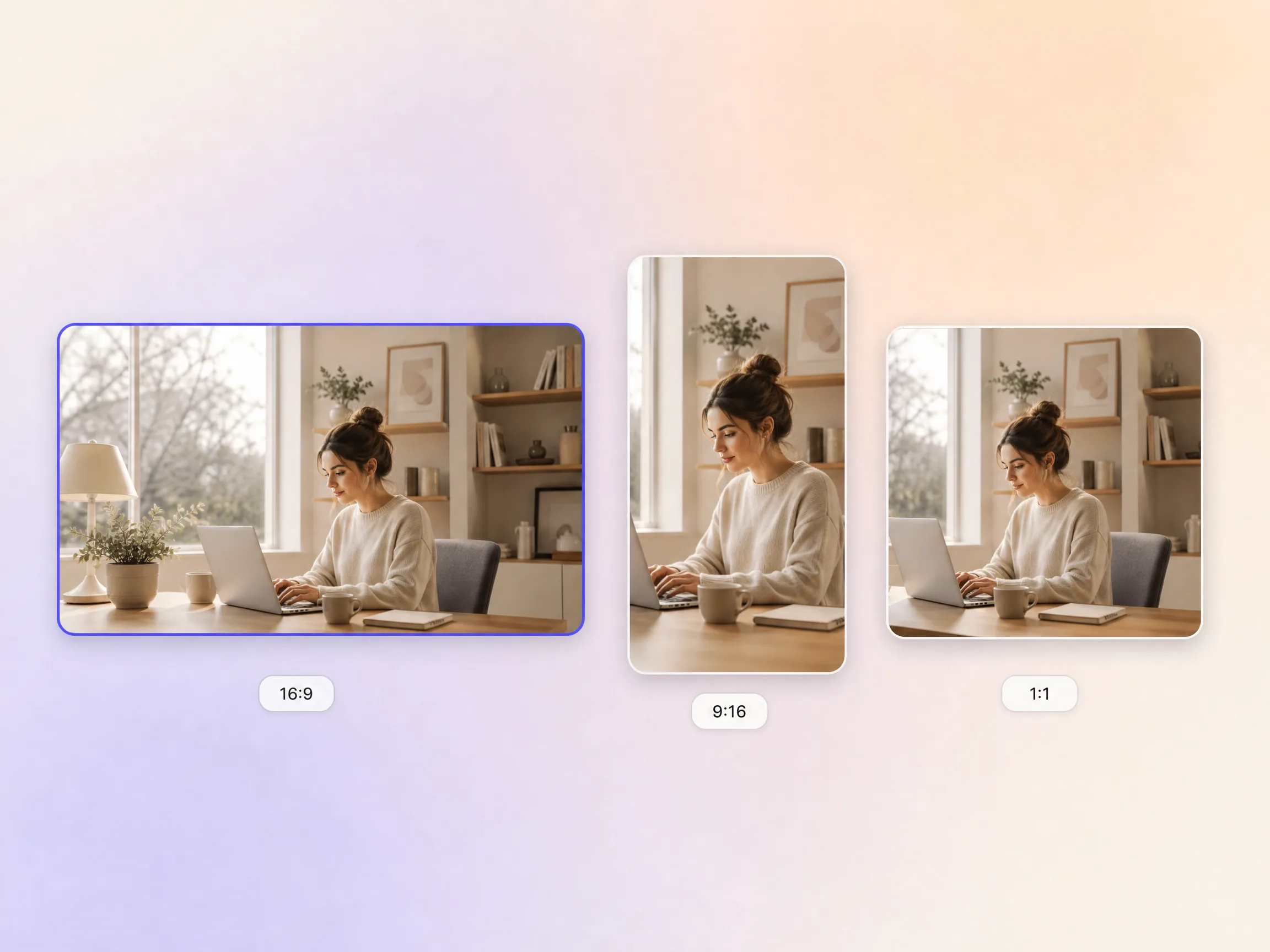 A tutorial video exported in 16:9, 9:16, and 1:1 formats up to 4K