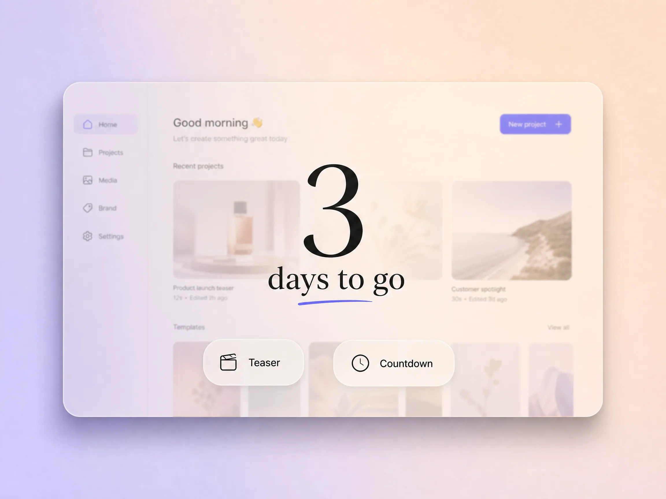 A software launch video building anticipation with a countdown teaser