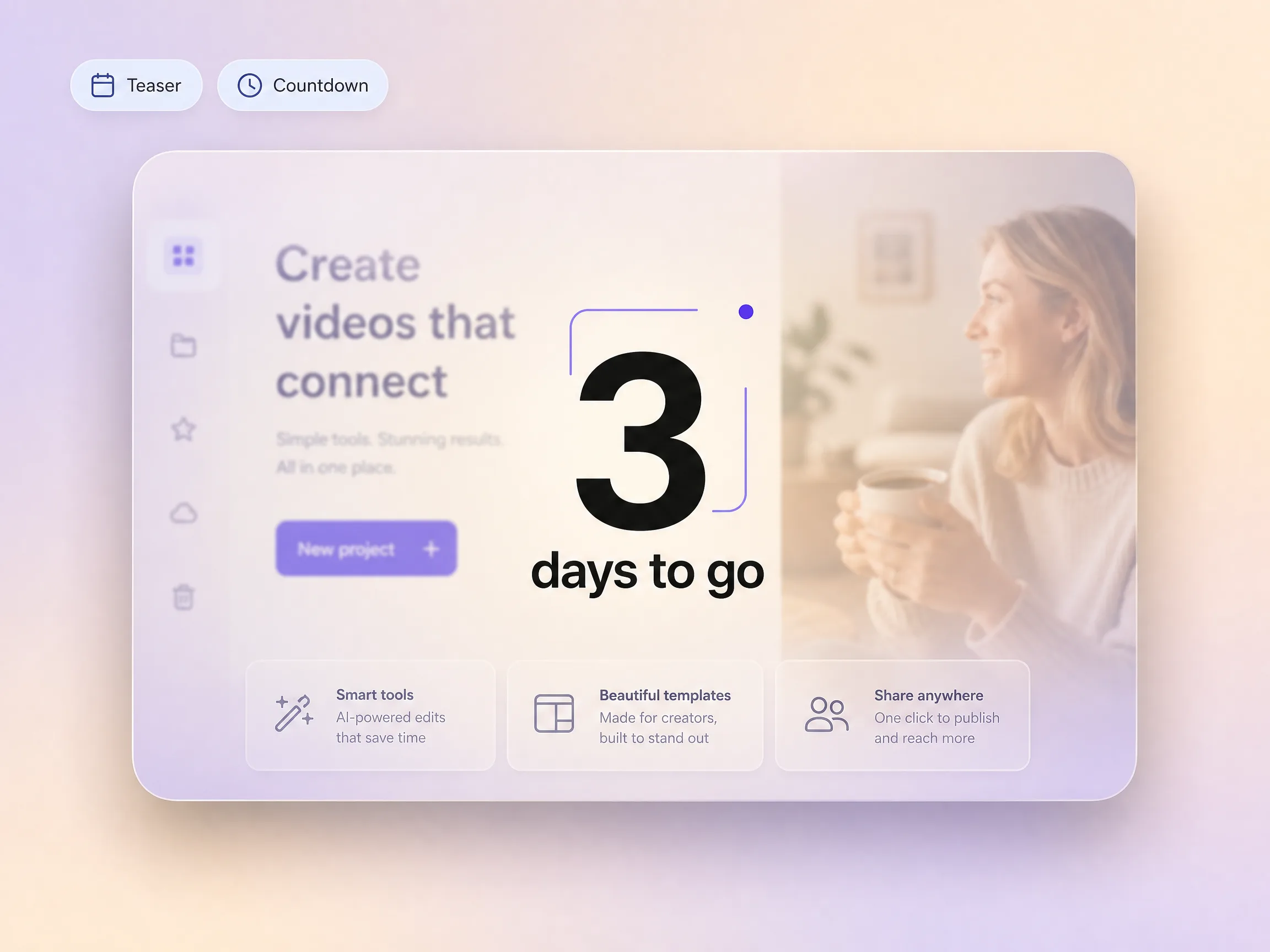 A event launch video building anticipation with a countdown teaser