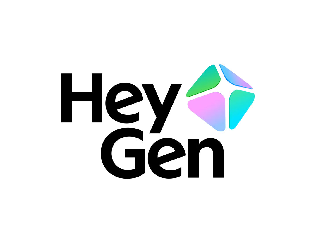 HeyGen wordmark beside a multicolor geometric logo on a white background