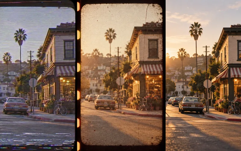 One street scene shown in VHS, Super 8 and 35mm film treatments