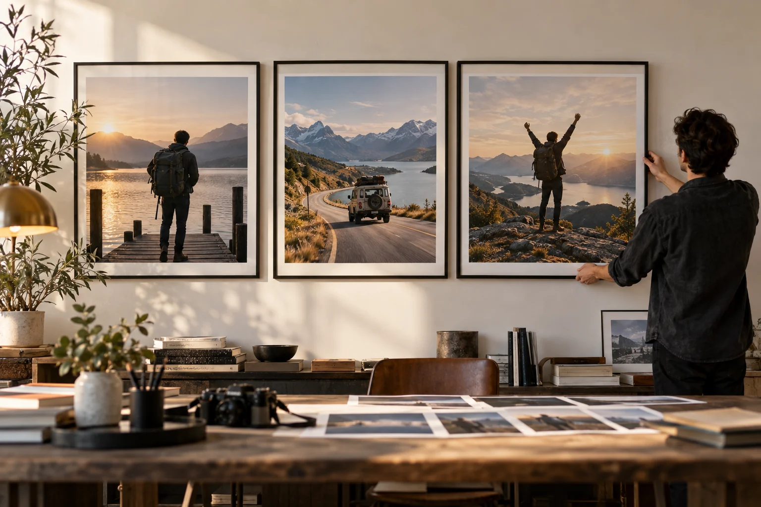Three connected scenes arranged as a long-form film storyboard