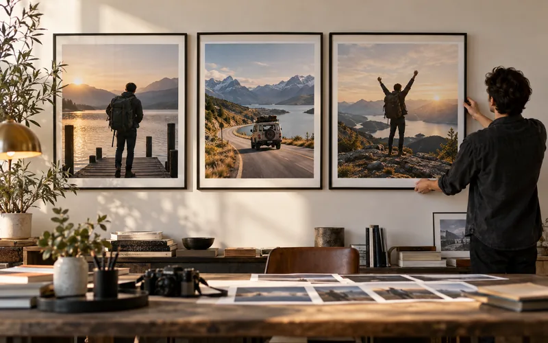 Three connected scenes arranged as a long-form film storyboard