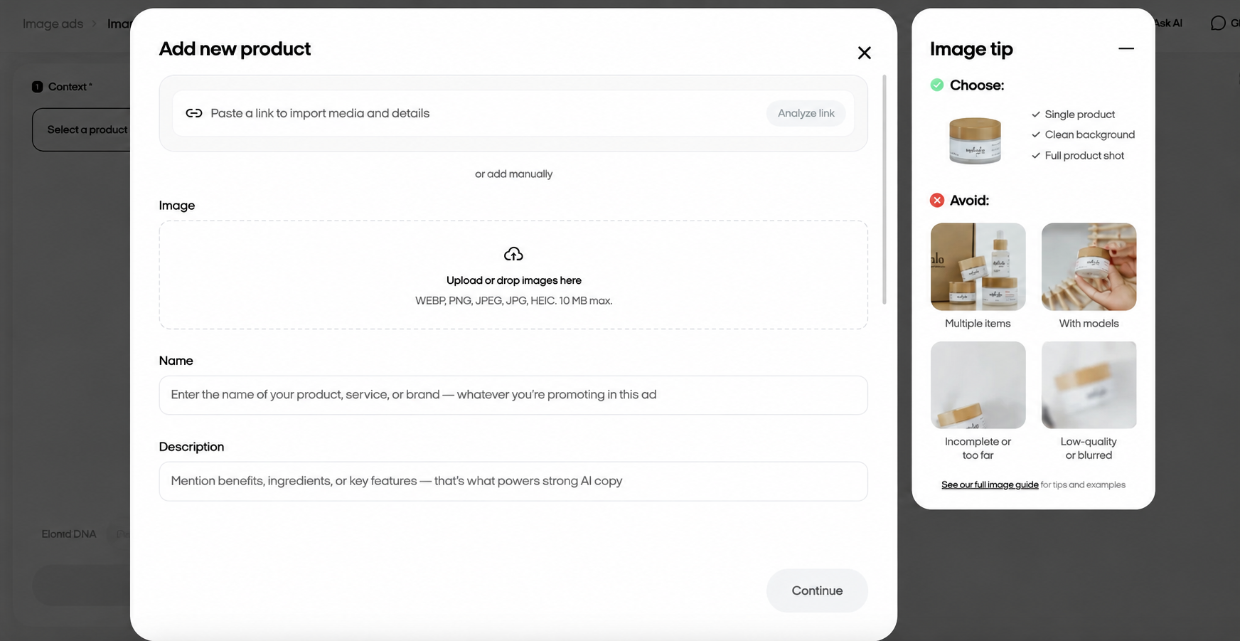 Zeely add-new-product form with image upload, product name and description fields.