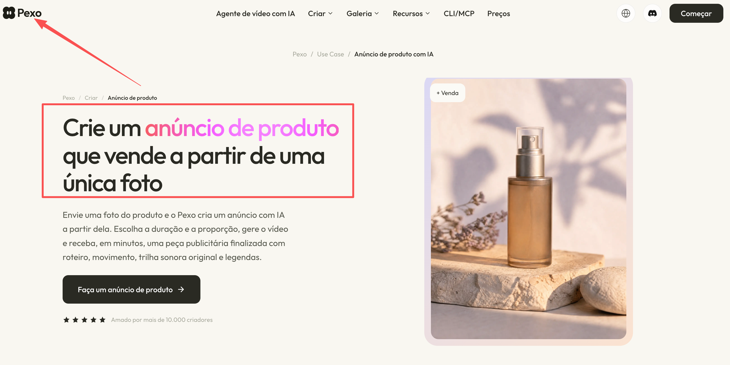 IA para criar vídeos de produtos a partir de uma foto de produto