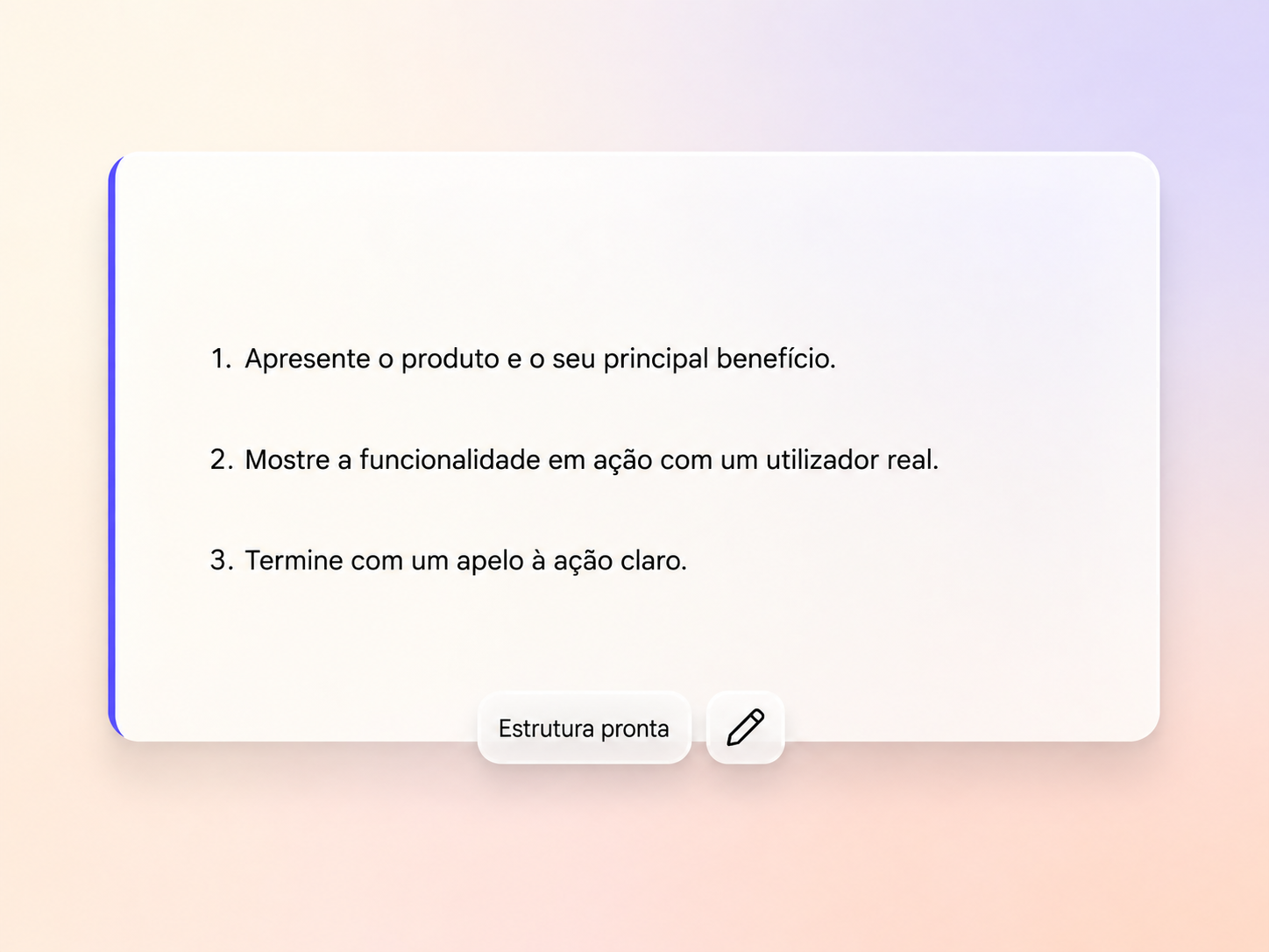 Estrutura de um roteiro de vídeo explicativo gerada pelo Pexo