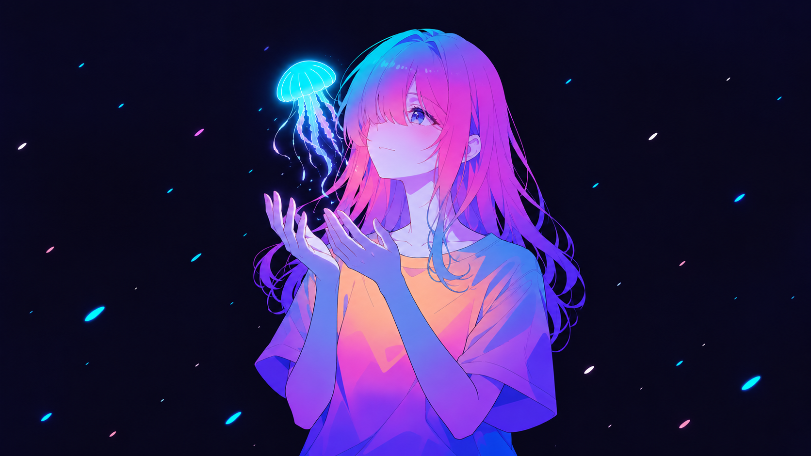 Neon jellyfish character