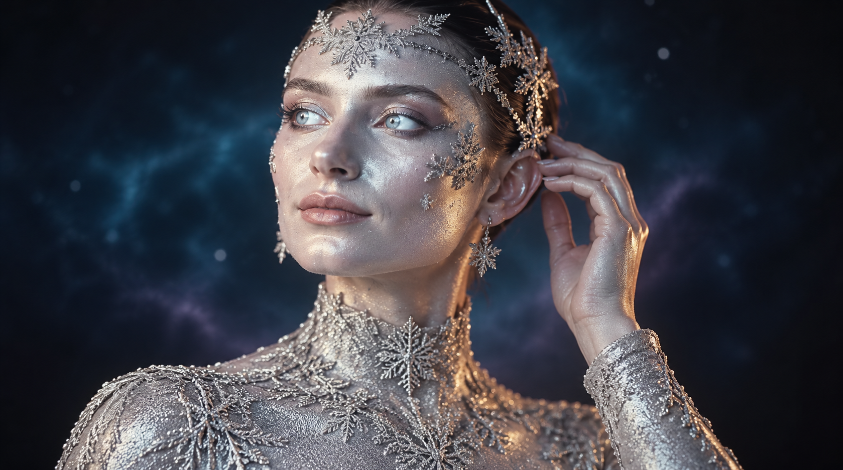 Portrait with metallic headpiece