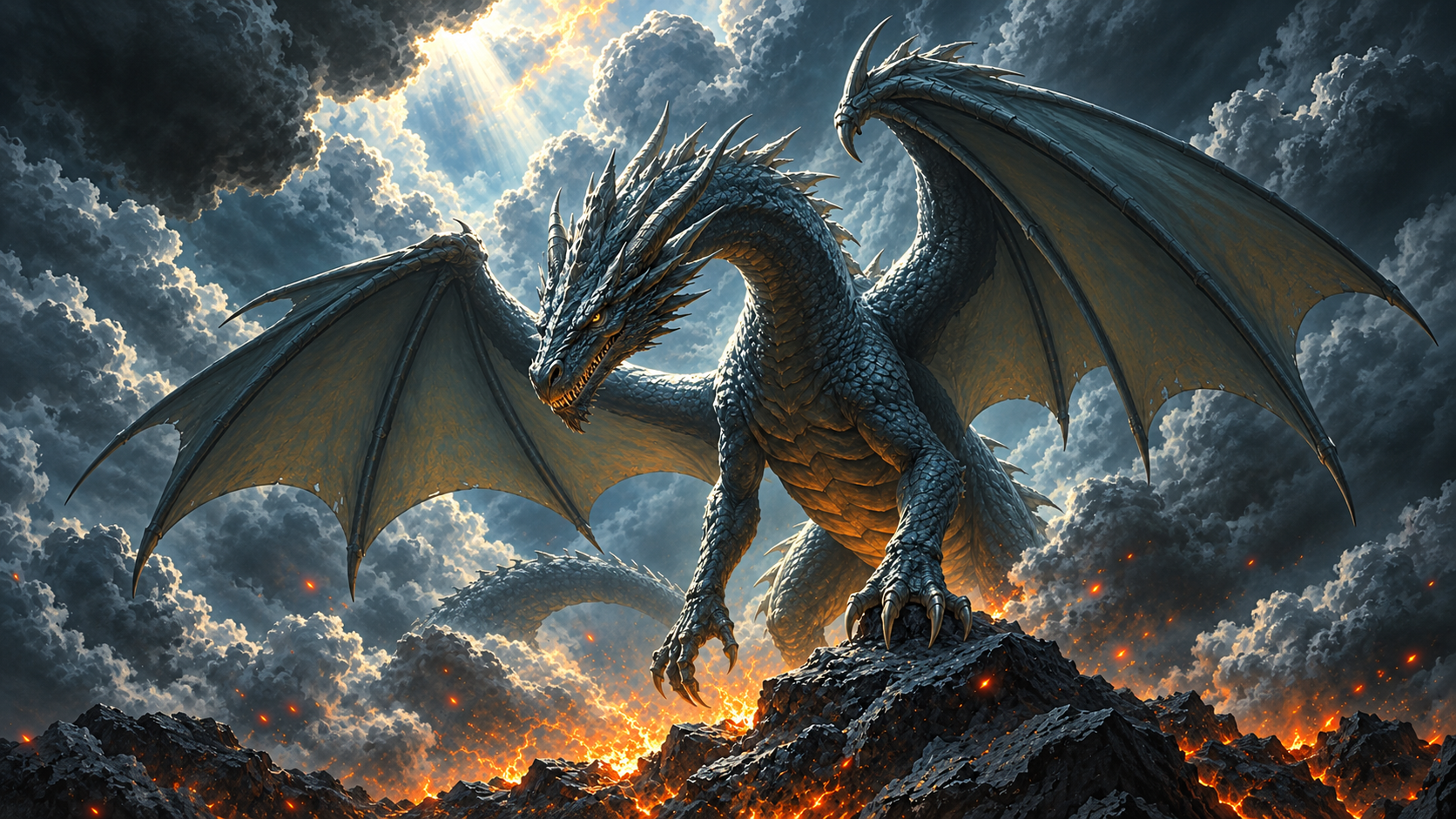Dragon in a mountain landscape