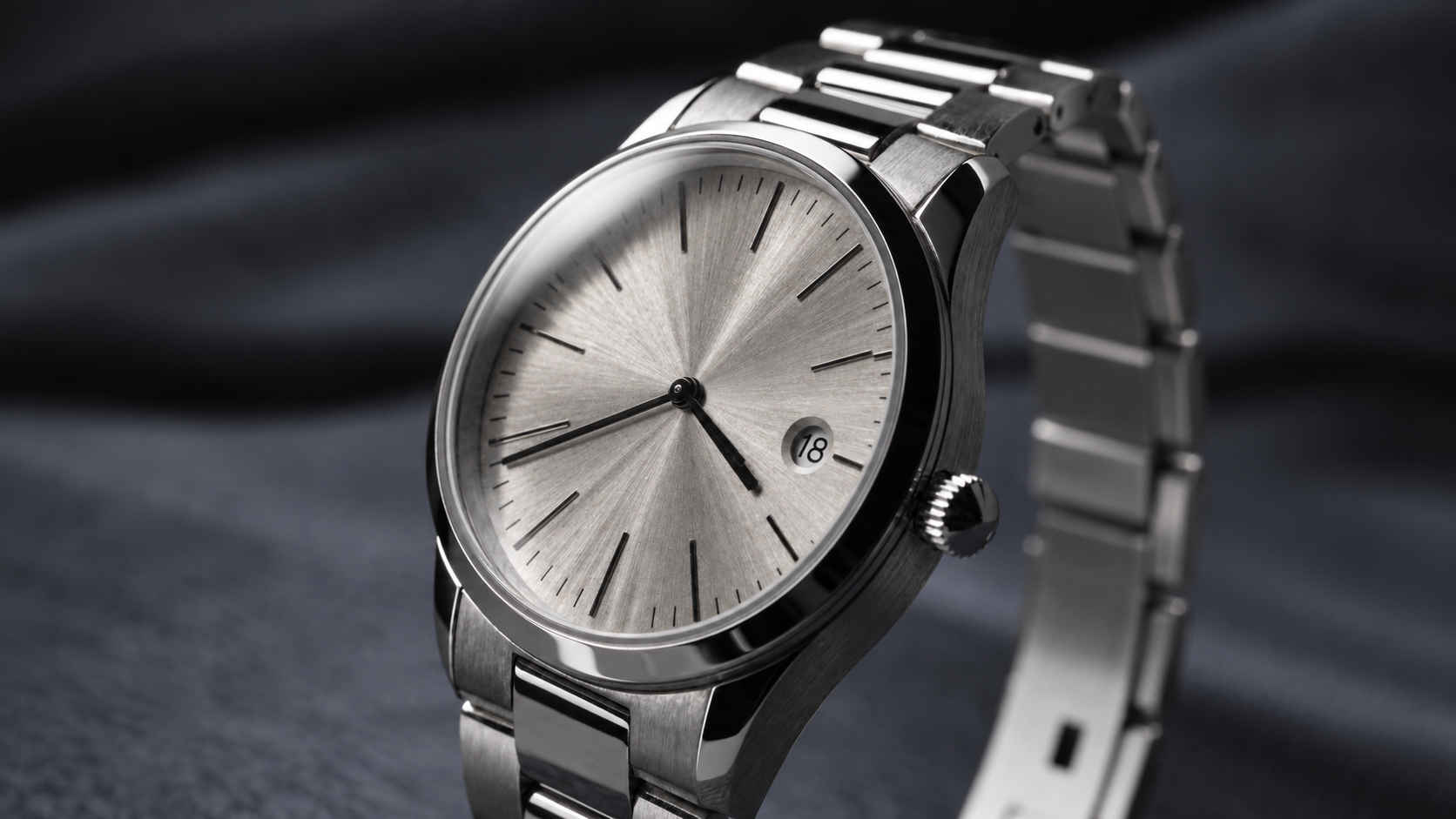 Close-up of a steel watch