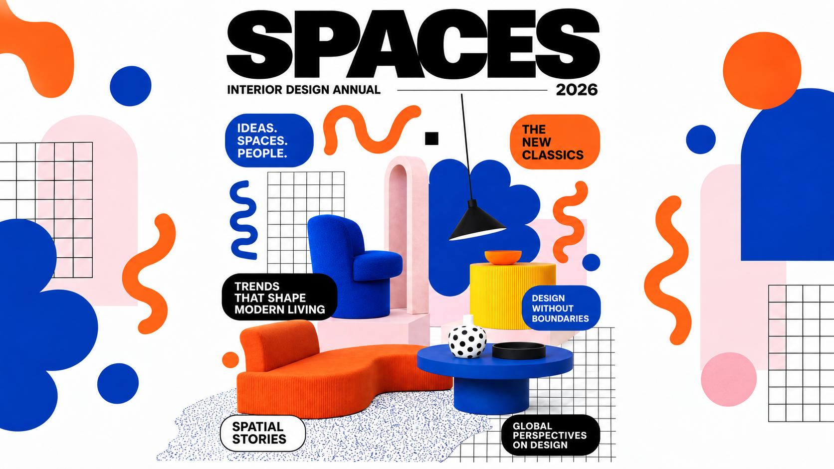 Spaces typography and layout poster