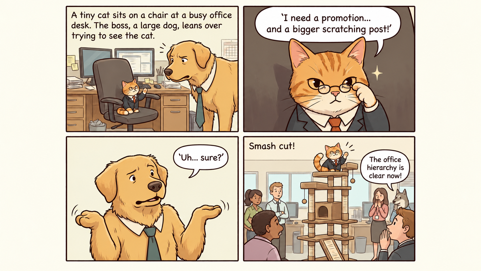 Four-panel illustrated comic