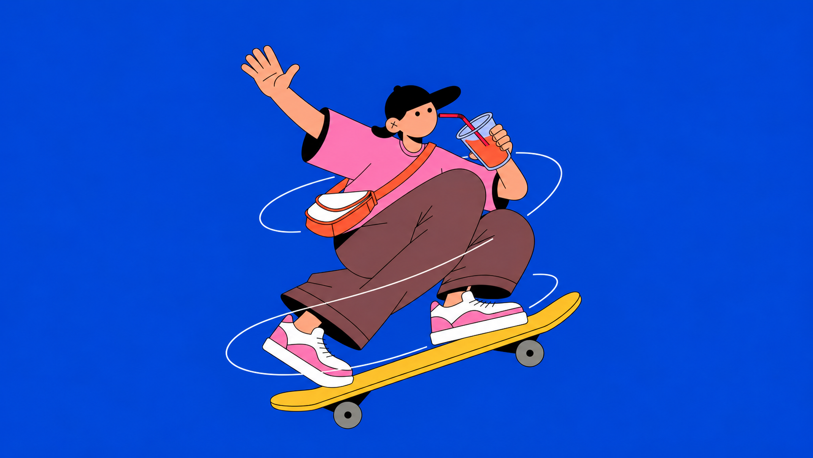 Illustrated skateboarder
