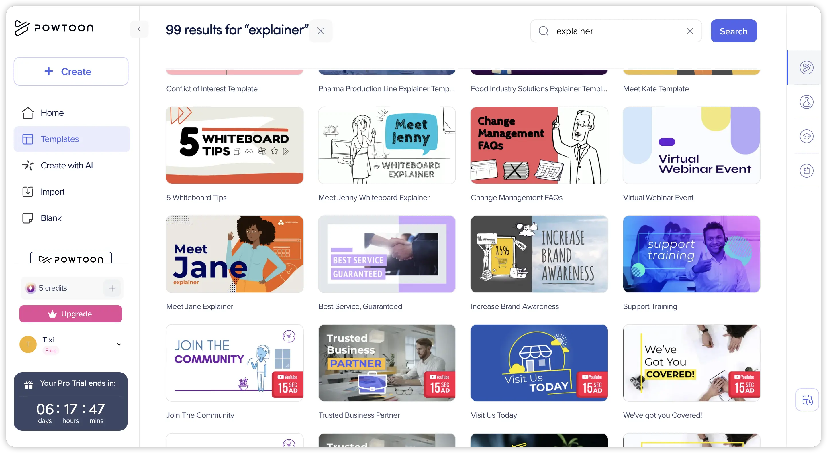 Powtoon's explainer template library