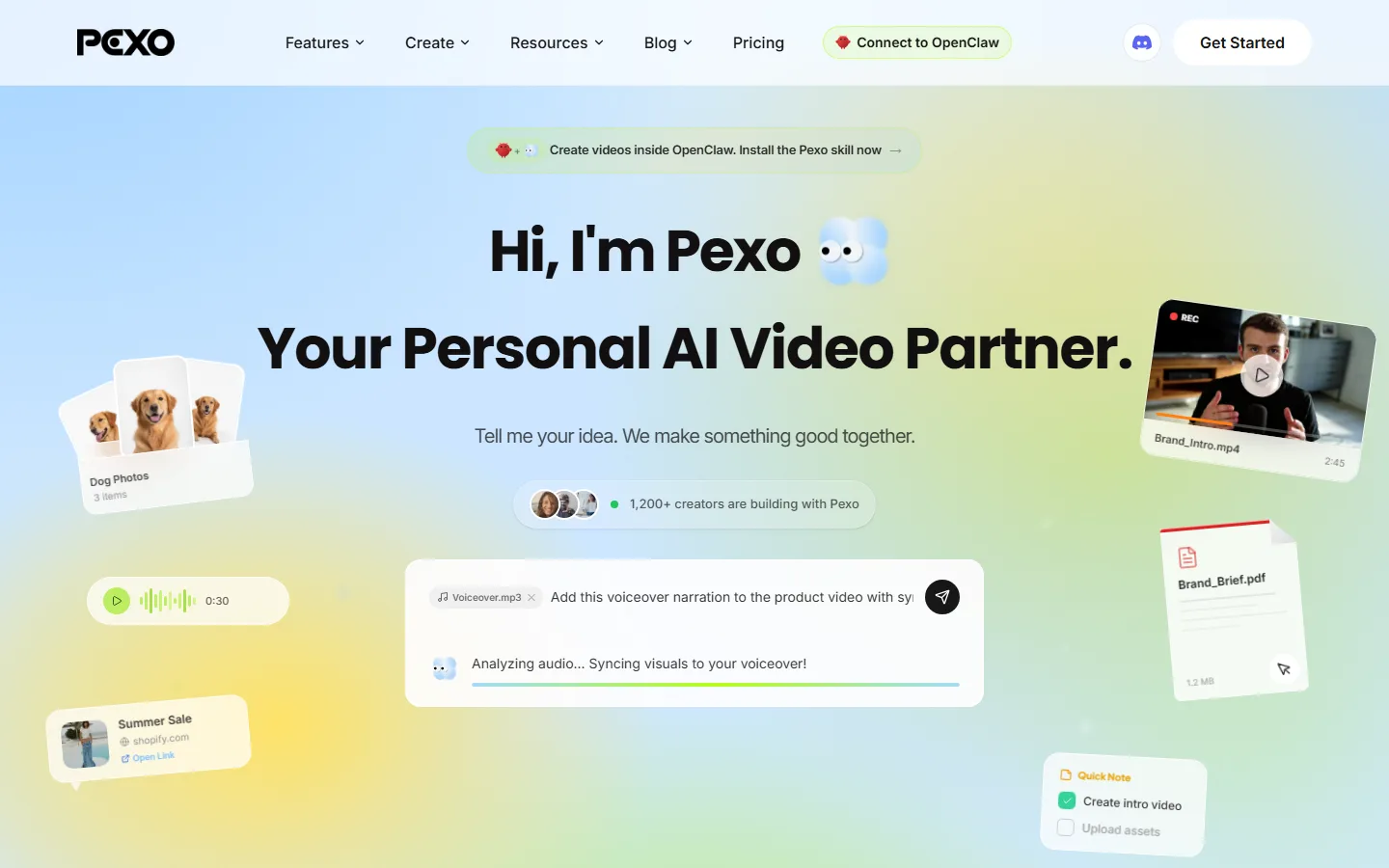 Pexo homepage, an example of a conversation-driven AI video workflow discussed later in this article