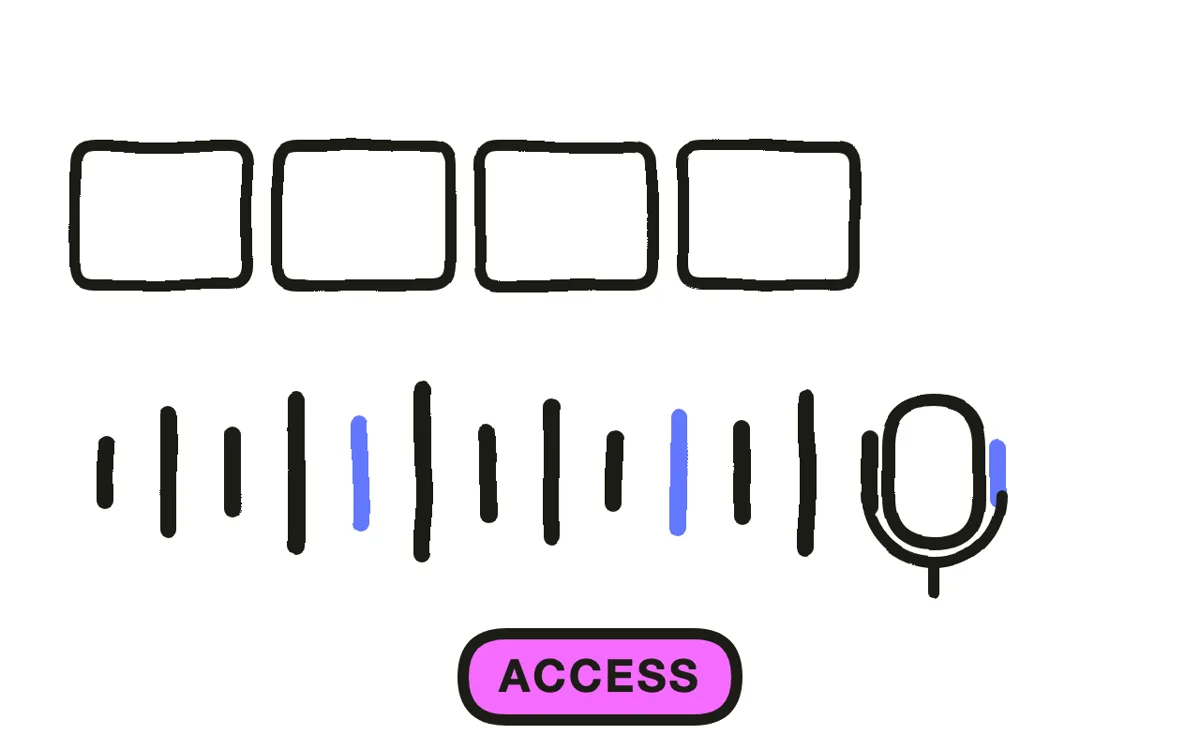 A hand-drawn frame with caption bars and a language selector