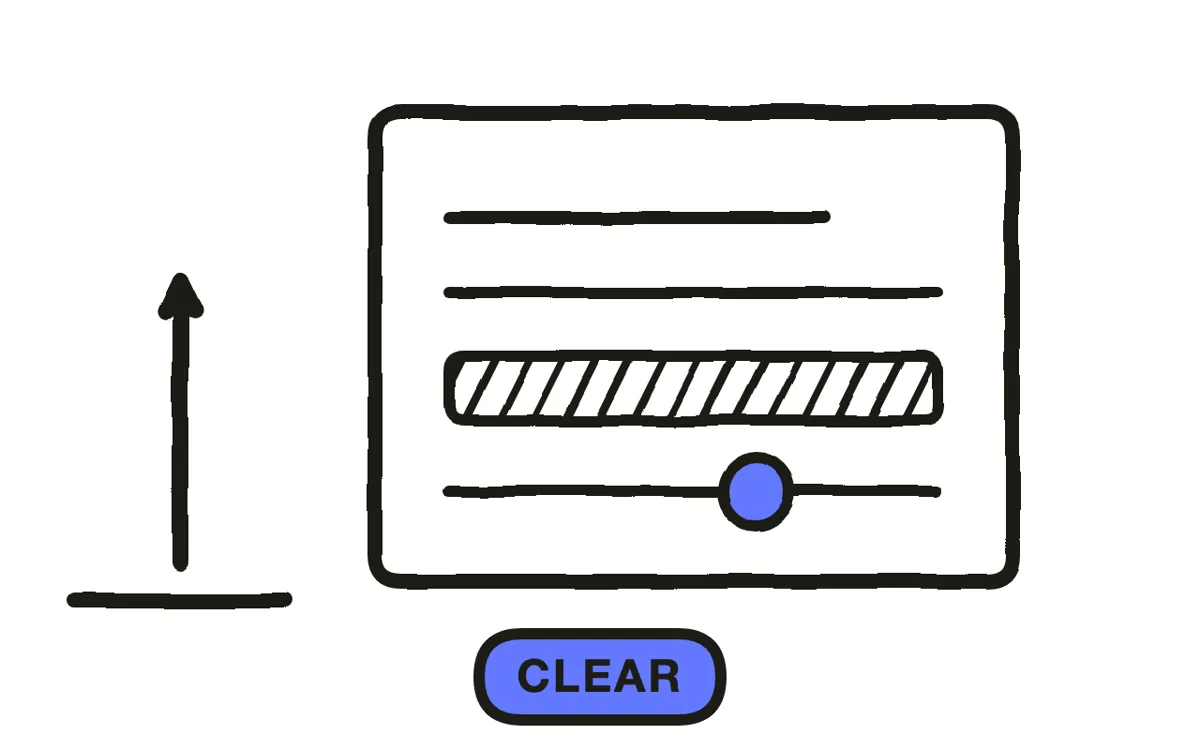 A hand-drawn export dialog beside a compliance checklist