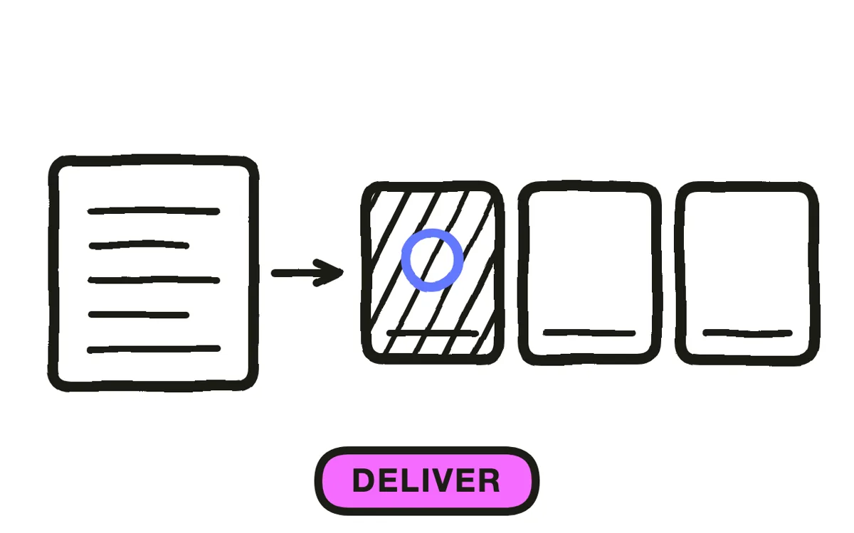 A hand-drawn rack with a QR code and a handheld screen beside it