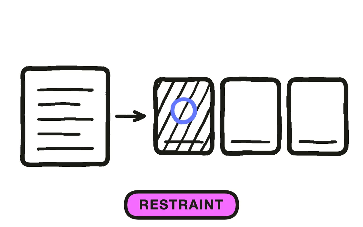 A hand-drawn script page with most lines crossed out and one boxed