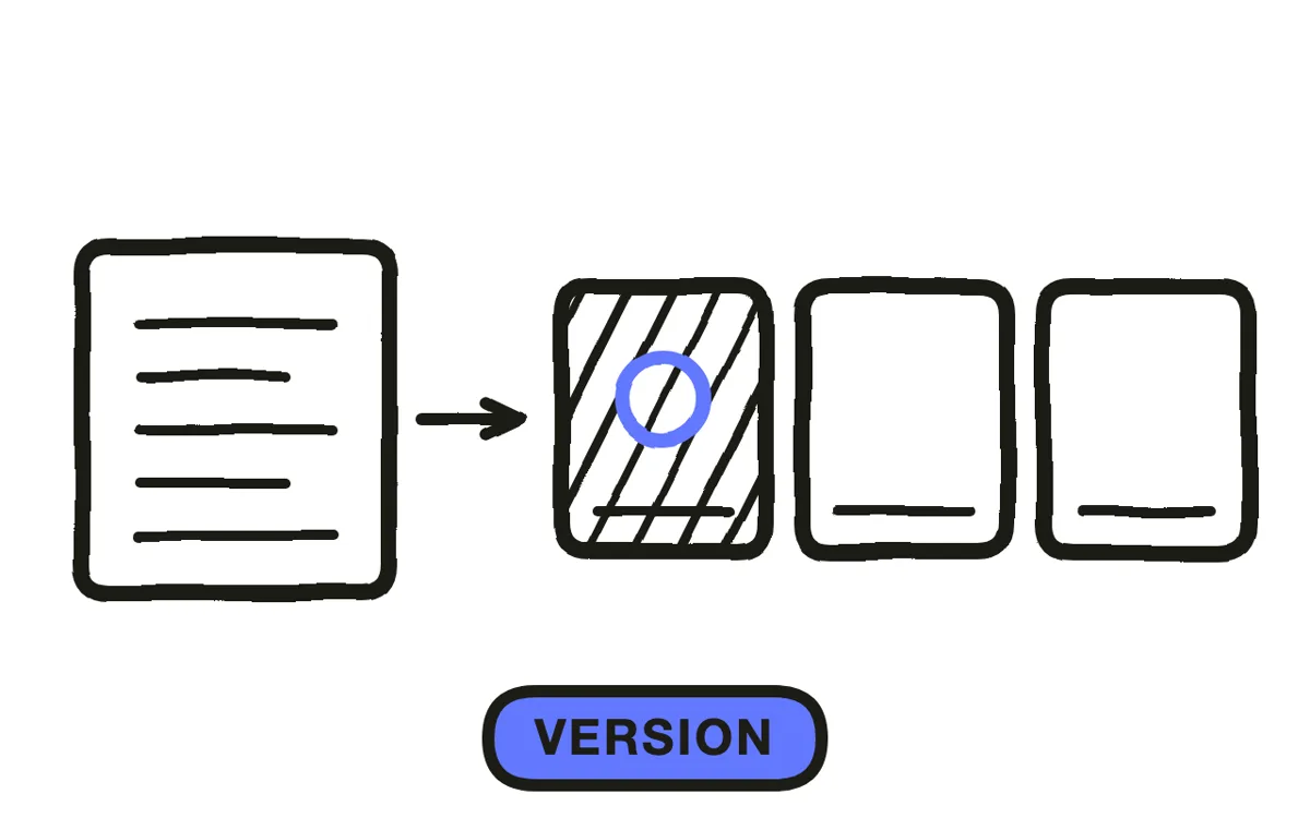 A hand-drawn frame with a version number and three change lines