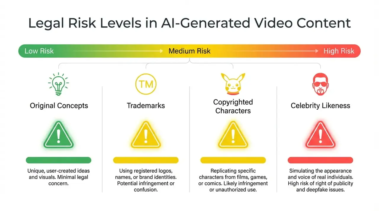 AI generated video legal risk levels chart